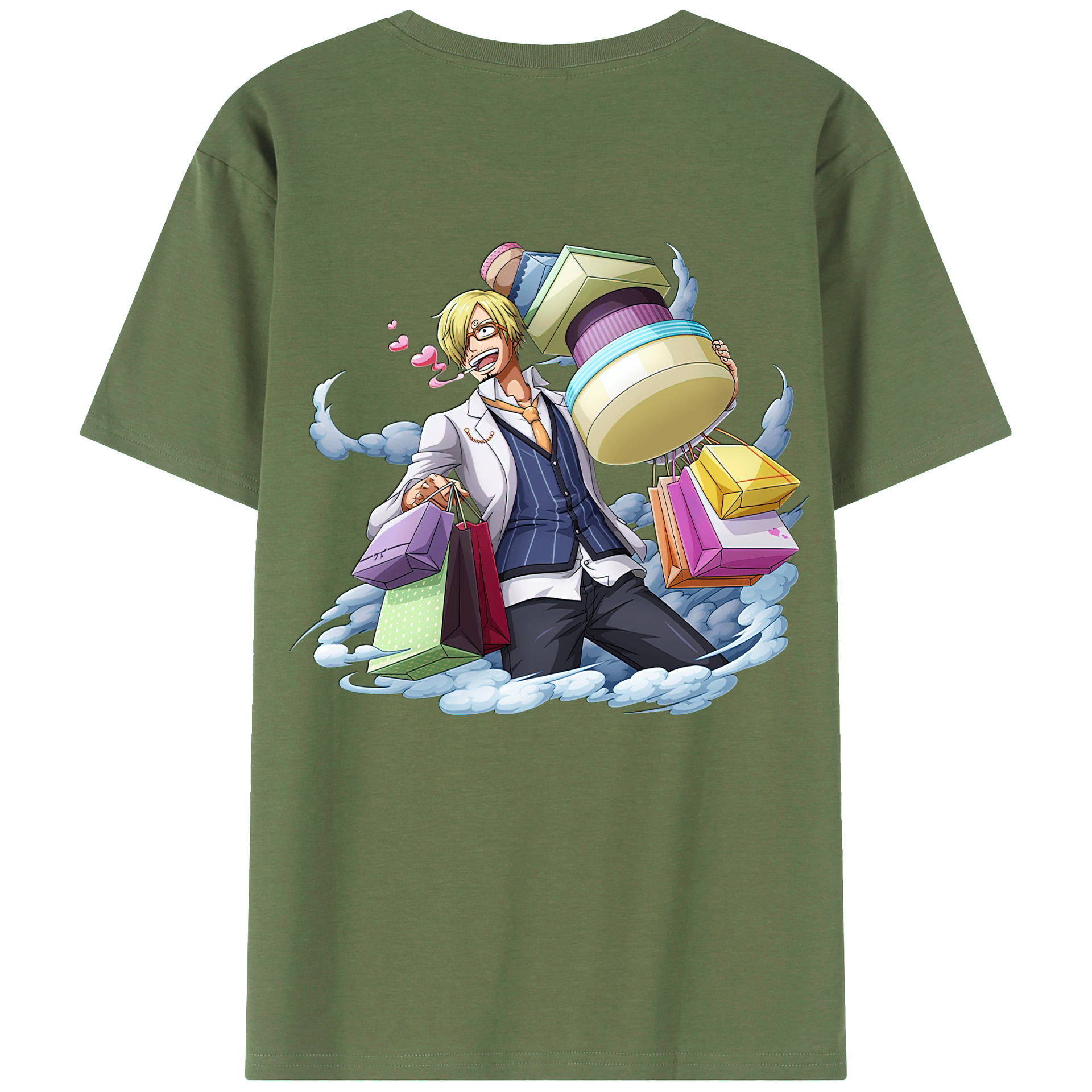 （画像用） ワンピース サンジ ONE PIECE Sanji 綿100％ メンズ半袖Tシャツ（バックプリント） 通気性